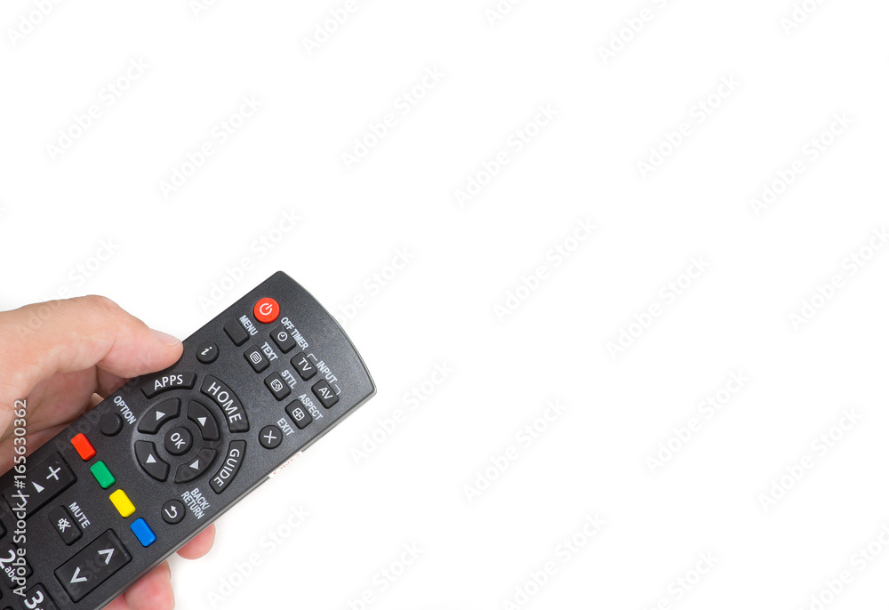 tv remote on hand white background tv remote on hand white background