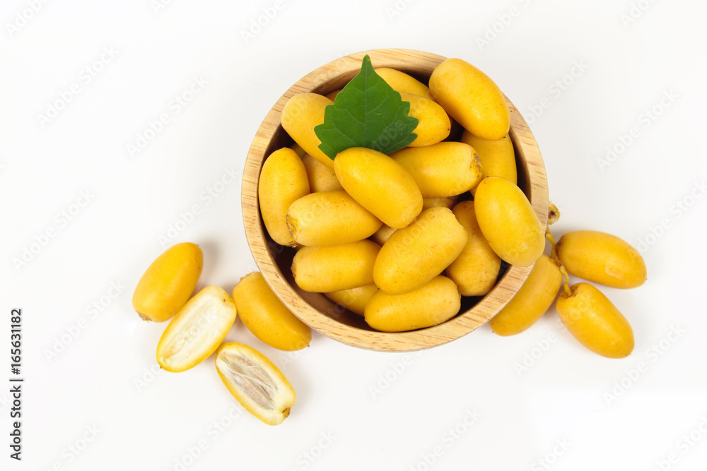 Raw yellow date palm or Dates, healthy fruit