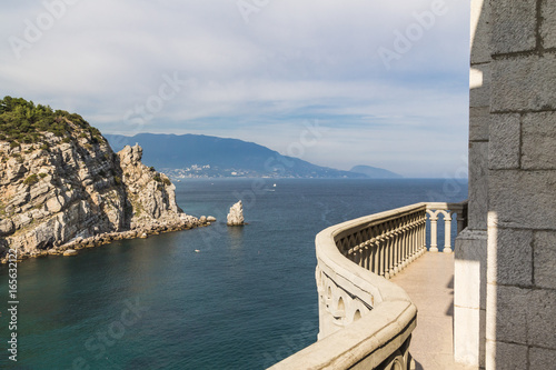 View from the site of the famous castle Swallow's Nest on a rock in the Black Sea in the Crimea