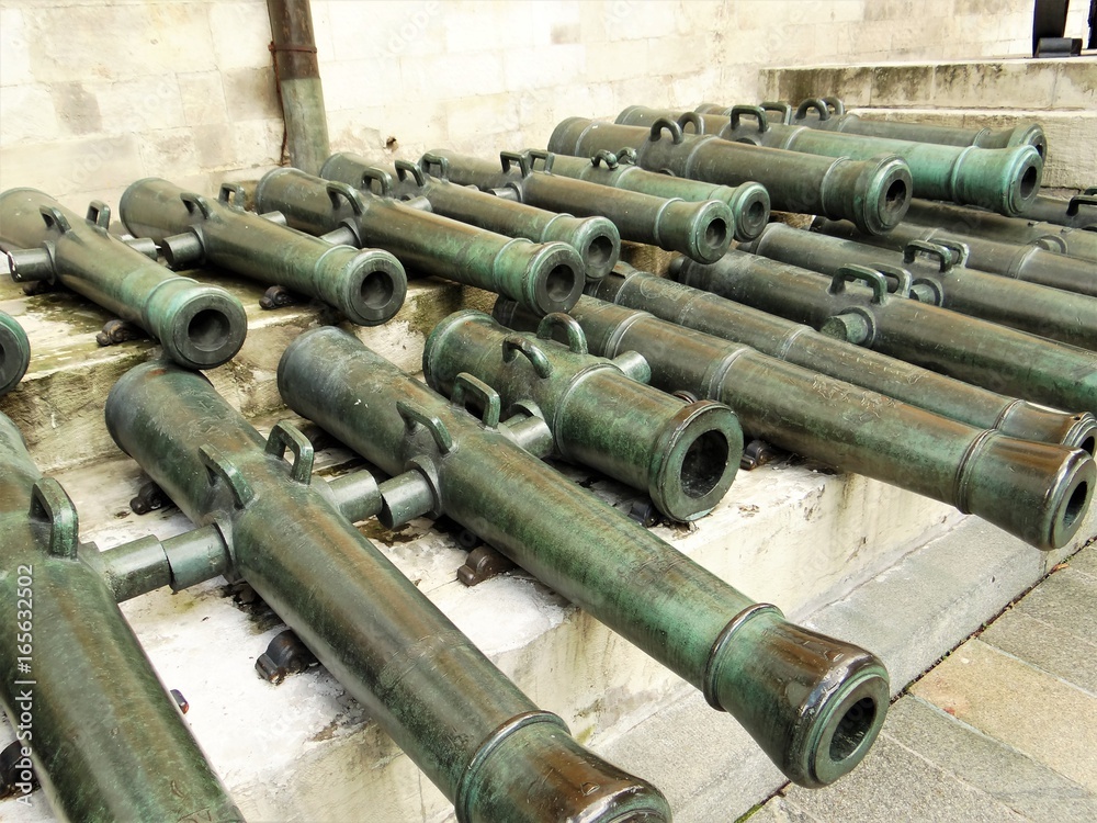 The trunks of old Russian guns.