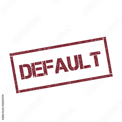 Default rectangular stamp. Textured red seal with text isolated on white background, vector illustration.