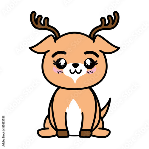 isolated cute standing deer icon vector illustration graphic design