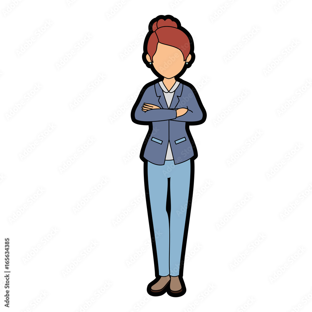 isolated standing young woman icon vector illustration graphic design