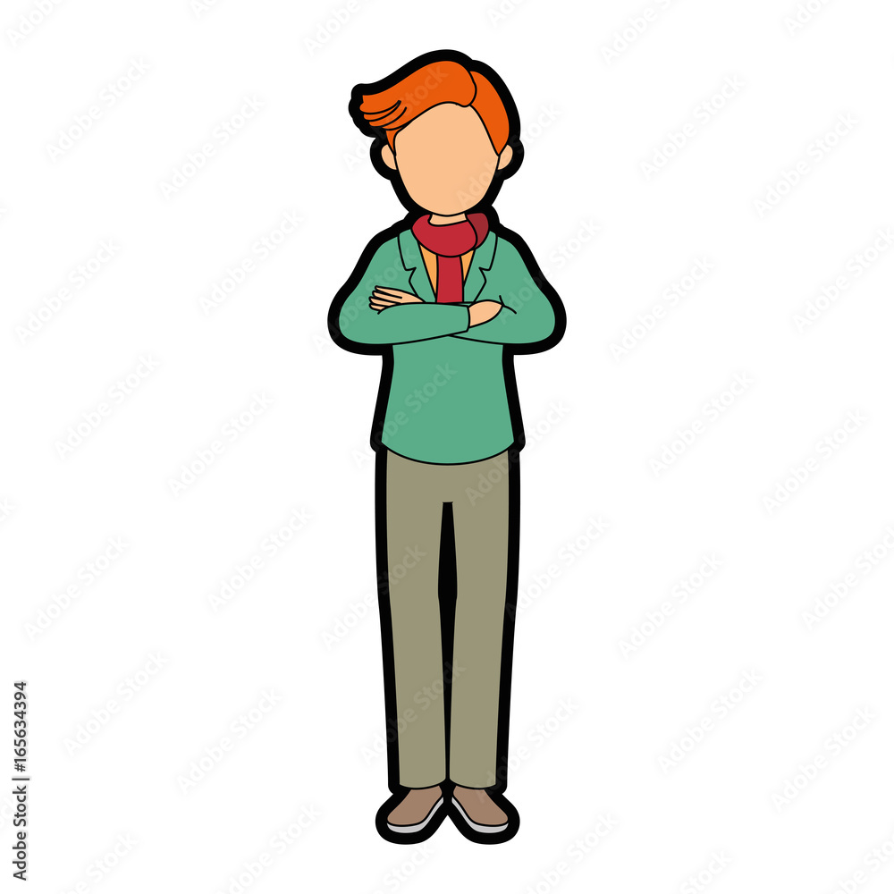 isolated standing young man icon vector illustration graphic design