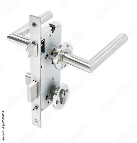 Schilderij op canvas Mortise lock for door on white background