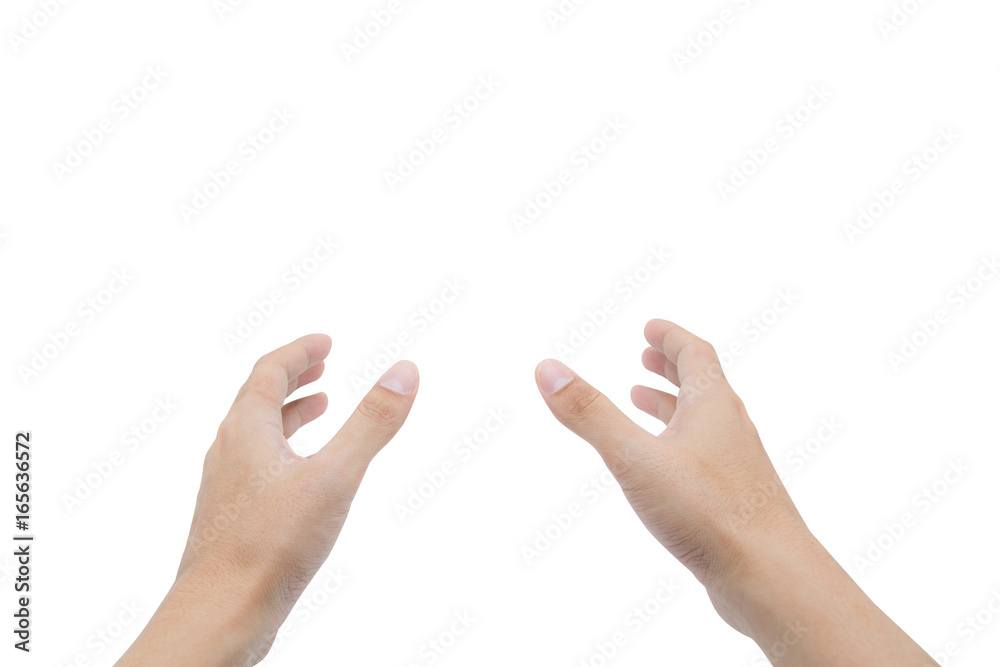 Young man hand gesture isolated on white background. Young man hand gesture isolated on white background.