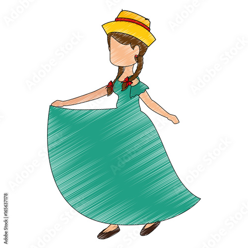 isolated peasant woman dancing
