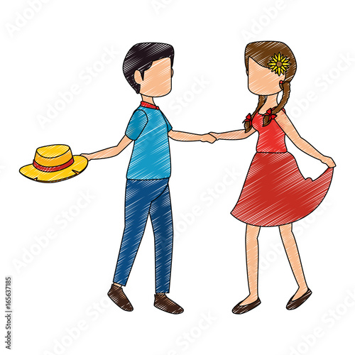 isolated peasants couple dancing