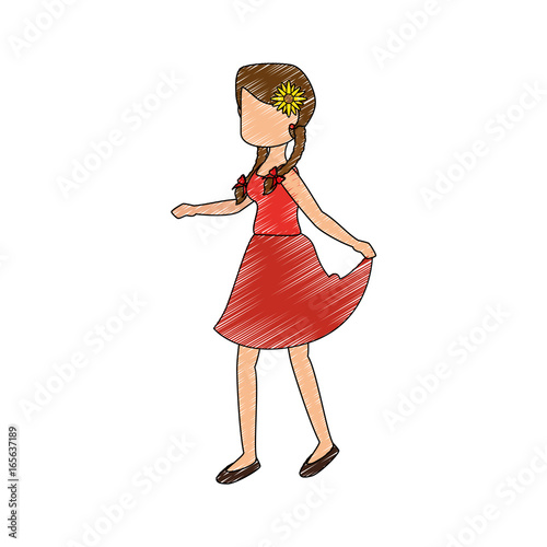 isolated peasant woman dancing