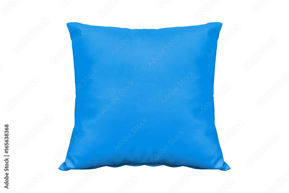 Cyan leather pillow isolated. Cyan leather pillow isolated.