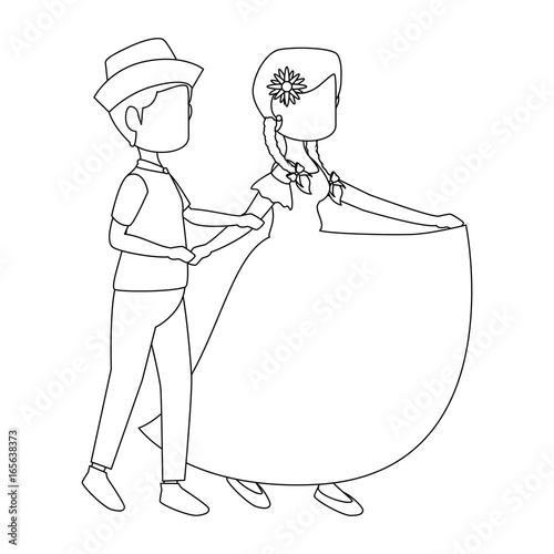 isolated peasants couple dancing icon vector illustration graphic design