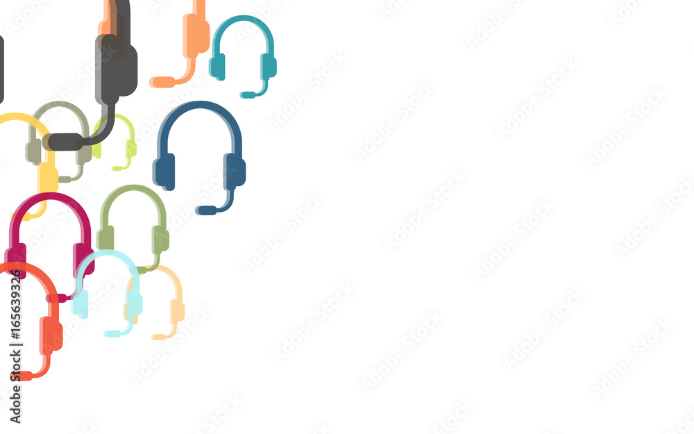 Hintergrund aus bunten Headsets Support Hintergrund aus bunten Headsets Support