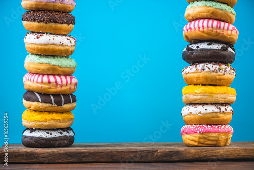 Two donut towers border background