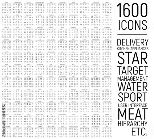 Exclusive 1600 thin line icons set