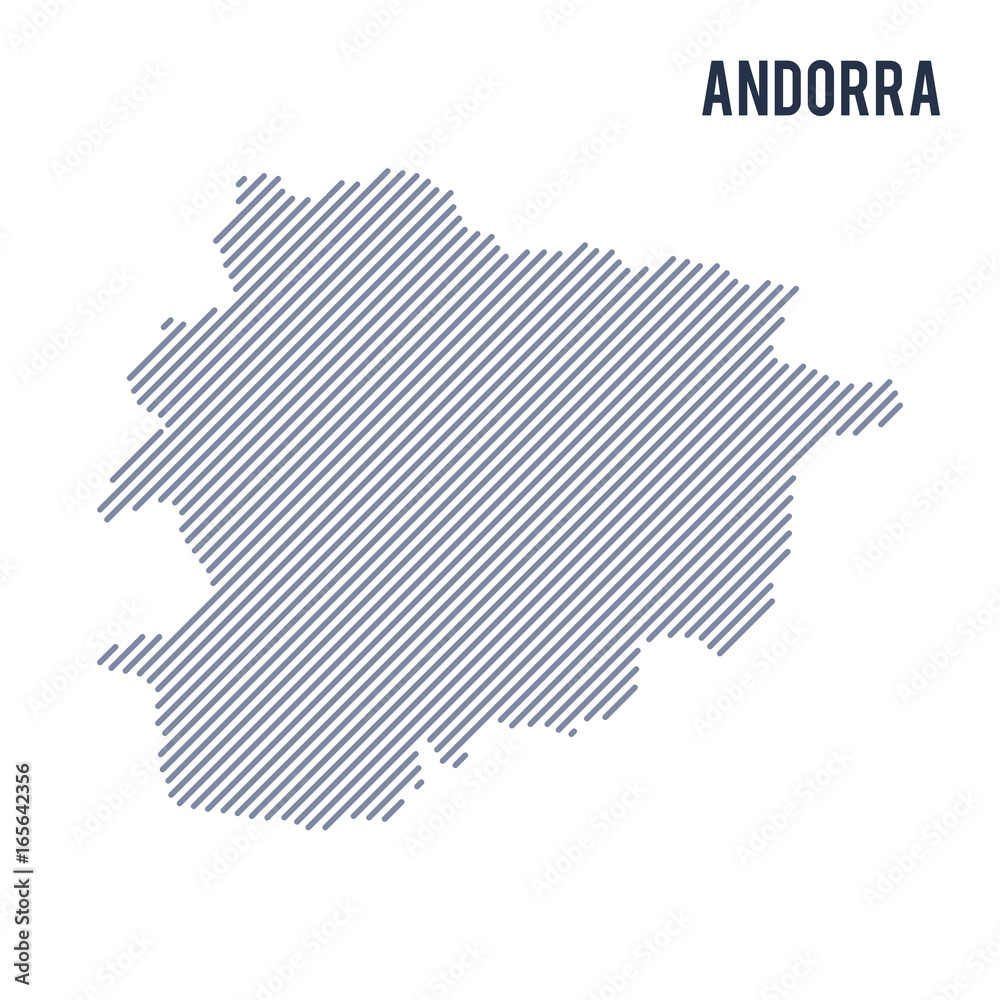 Vector abstract hatched map of Andorra with oblique lines isolated on a white background. Vector abstract hatched map of Andorra with oblique lines isolated on a white background.
