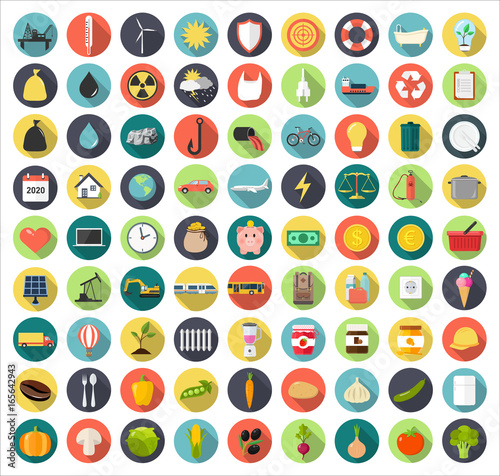 81 Öko Icons Set Flat Design Vektor Grafik Illustration