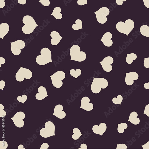 Seamless monochrome pattern with hearts . Vector repeating texture. Perfect for printing on fabric or paper.
