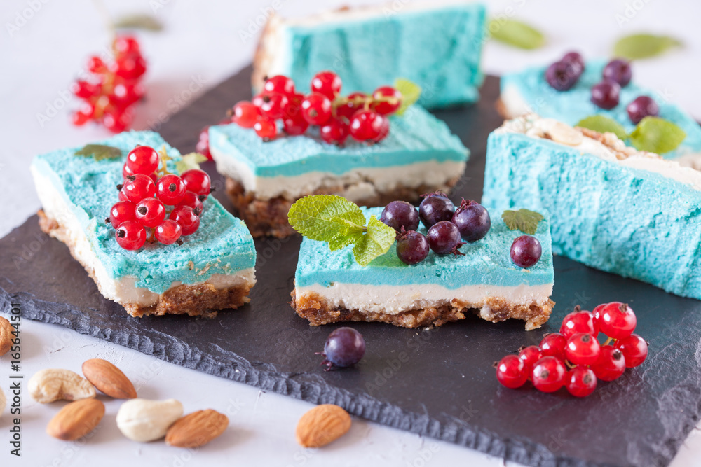 Blue raw vegan cheesecake