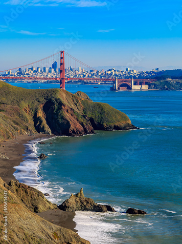 Photography Golden Gate bridge and San Francisco skyline