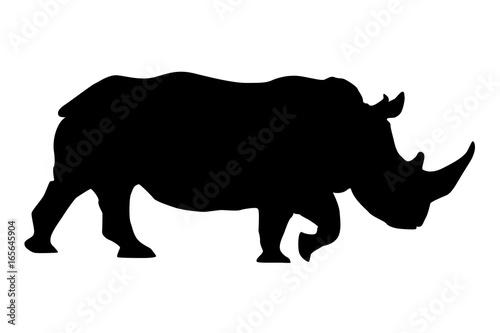 Canvas Print Rhino. Black silhouette