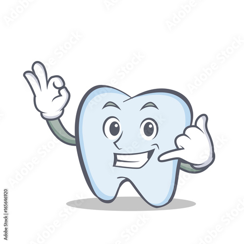 tooth character cartoon style call me