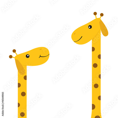 Two giraffes with spot. Mother and baby. Zoo animal. Cute cartoon  character. Long neck. Wild savanna jungle african animals. Education cards  for kids. Isolated. White background Flat design. Stock Vector | Adobe