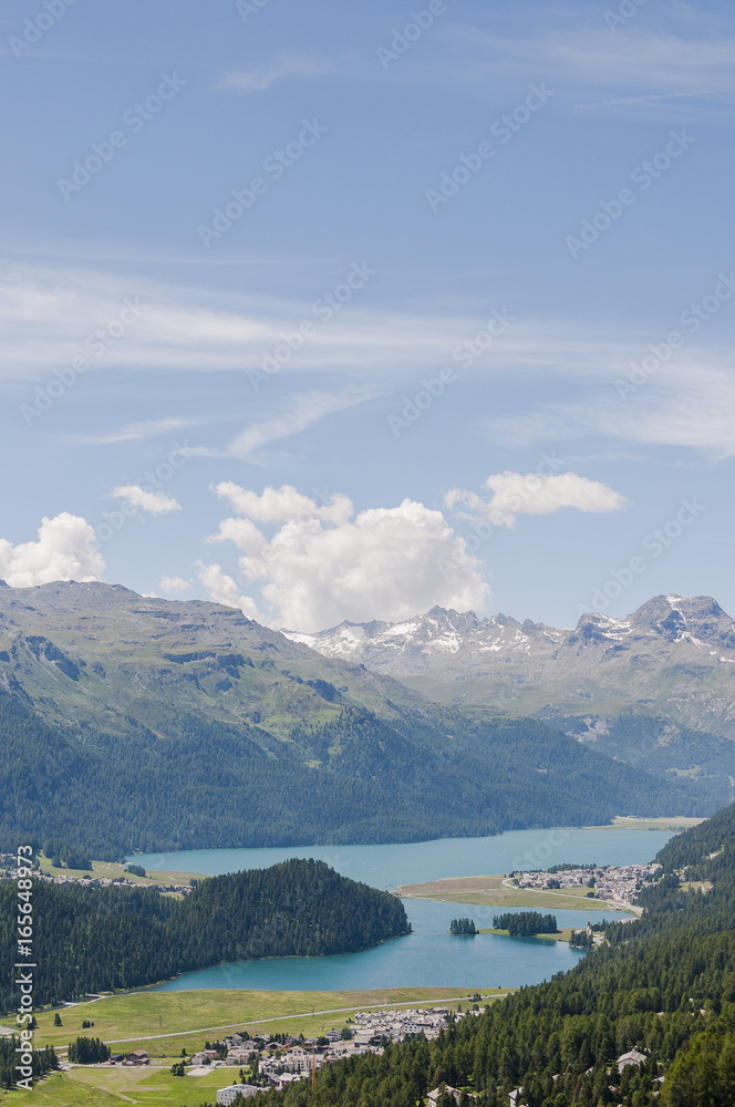 Champfèr, St. Moritz, Silvaplana, Dorf, Seenplatte, Champfèrersee, Silvaplanersee, Wanderweg, Engadin, Oberengadin, Alpen, Graubünden, Sommer, Schweiz