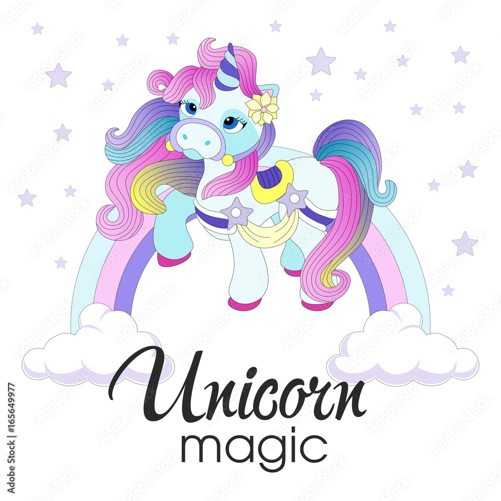 Cute unicorn on a beautiful background. Vector illustration. Cute unicorn on a beautiful background. Vector illustration.