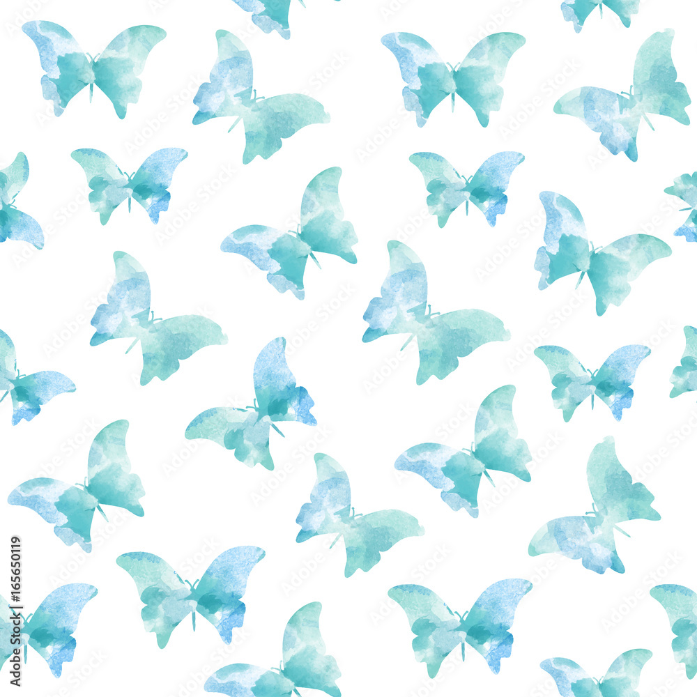 watercolor seamless pattern with blue butterflies watercolor seamless pattern with blue butterflies