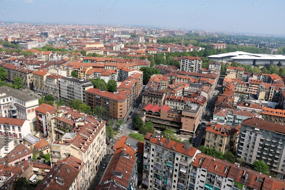 View from Mole Antonelliana to Turin and University, Piedmont Italy