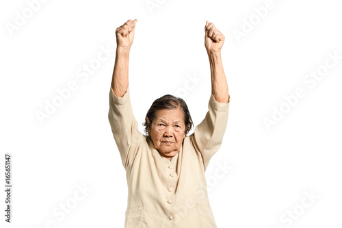 portrait of a senior woman exercising. Isolated on white background with clipping path