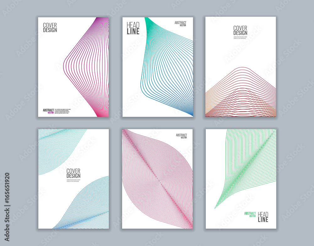 Set of cover design with background of geometric lines. Modern design
