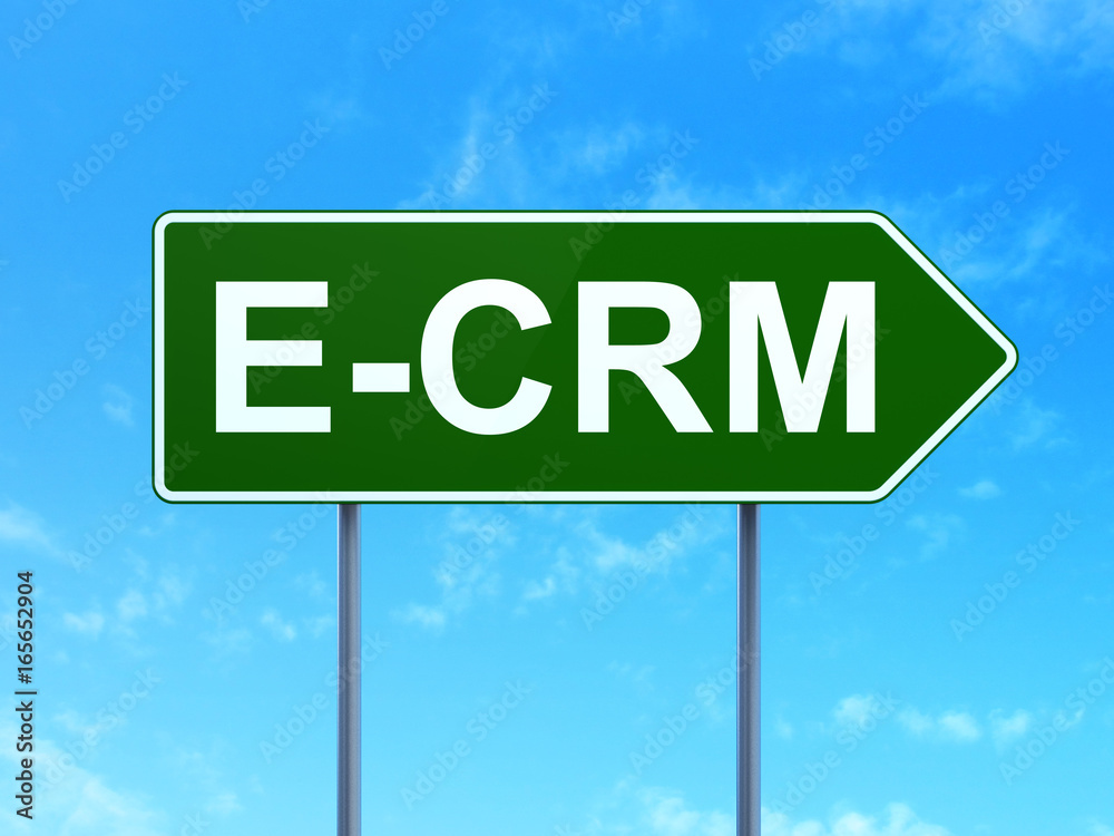 Business concept: E-CRM on road sign background Business concept: E-CRM on road sign background