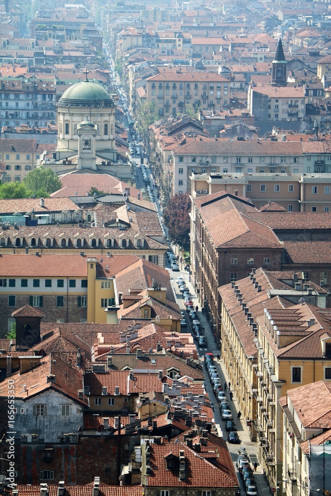 Turin view from Mole Antonelliana, Piedmont Italy 