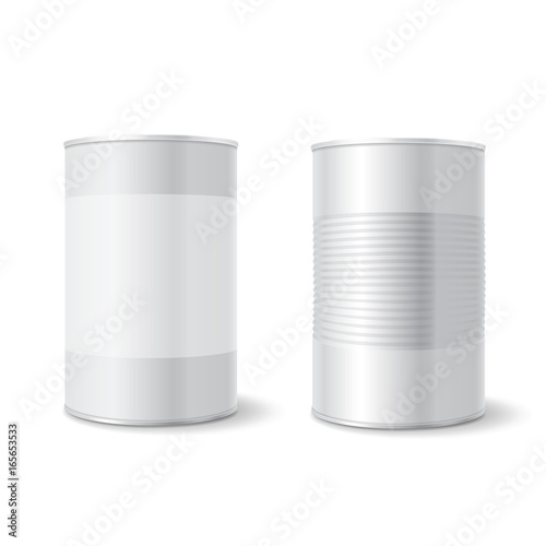 Metal tin can, Tincan Ribbed Canned food. Mock up. Product Packing