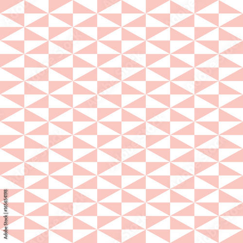 Geometric vector pattern with pink and white triangles. Geometric modern ornament. Seamless abstract background