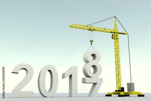 2018 concept building crane white background 3d illustration