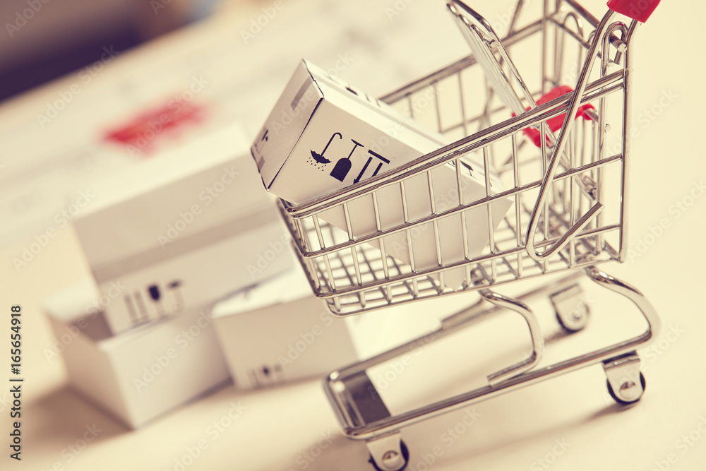 shopping trolley with boxes