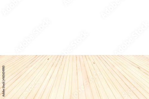 empty wooden terrace on white background.