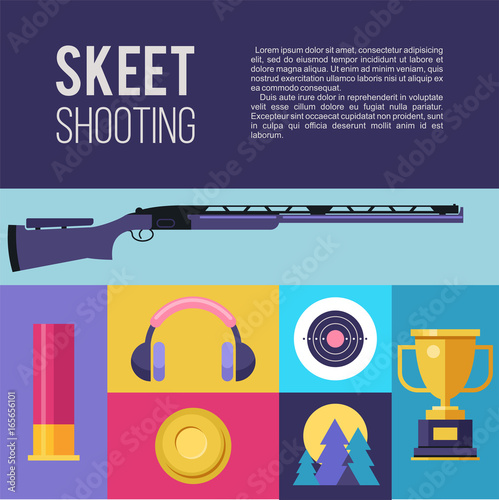 Shooting Skeet. Vector illustration. Set of colored vector design elements.
