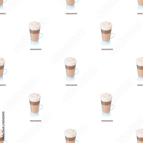 Cup of coffee macchiato with foam. Different types of coffee single icon in cartoon style vector symbol stock illustration web.