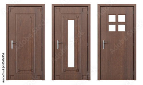 wooden door isolated on white background
