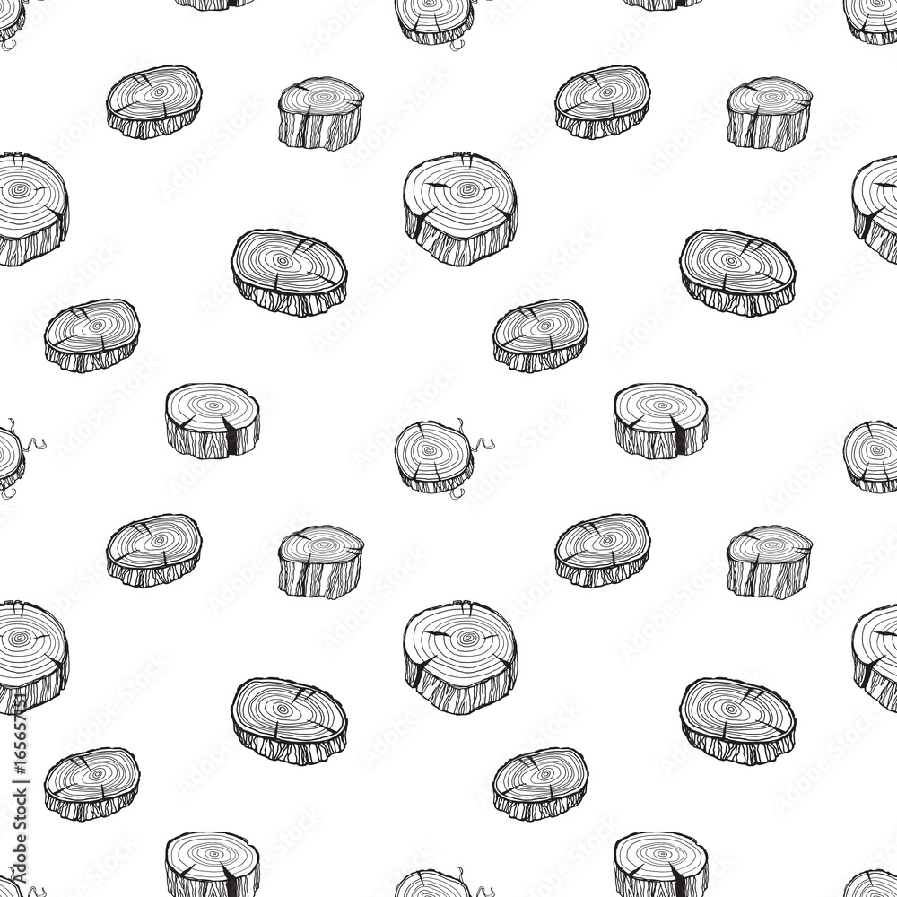 Wood twigs seamless pattern in hand drawn sketch style on white background Wood twigs seamless pattern in hand drawn sketch style on white background