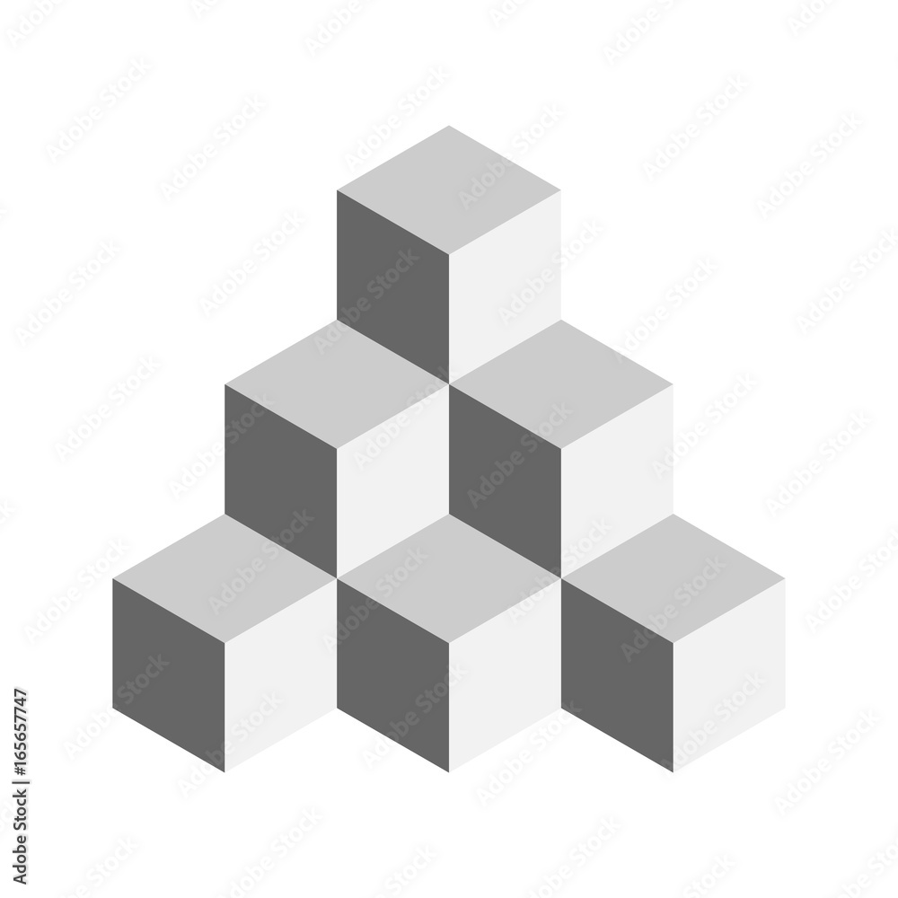 Pyramid of cubes. 3D vector illustration isolated on white background. Pyramid of cubes. 3D vector illustration isolated on white background.