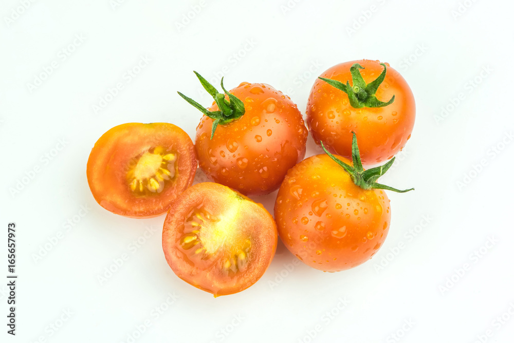 cherry tomatoes on a white background. cherry tomatoes on a white background.