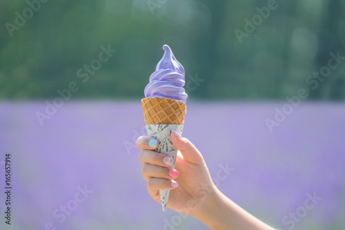 Lavender Ice Cream at Lavender Field, Summer in Japan