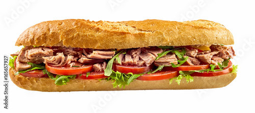 Bilde på lerret Baguette sandwich with tuna fish and vegetables