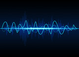 Sound waves oscillating glow light, Abstract technology background - Vector

