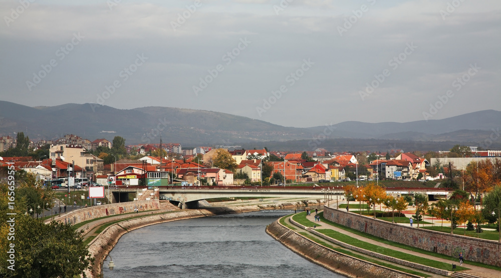 Fototapeta premium Embankment of Nisava (Nishava) river in Nis. Serbia
