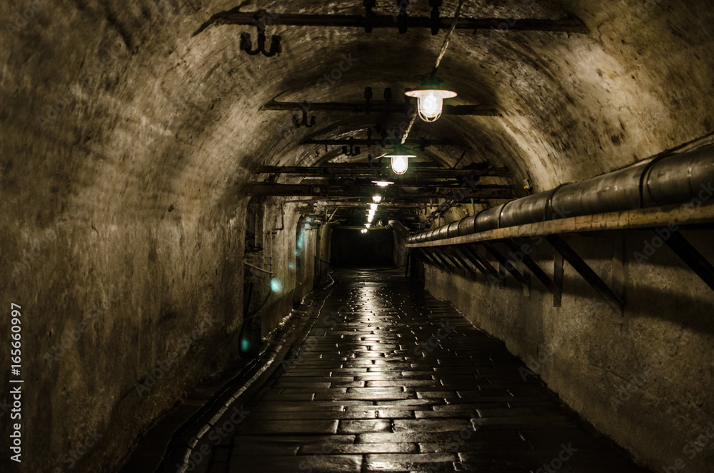 Underground corridor in brewery